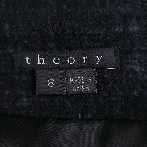 Theory Alpaca Tweed Flounce Hem Midi Skirt Black Gray sz 8 - Picture 5 of 6